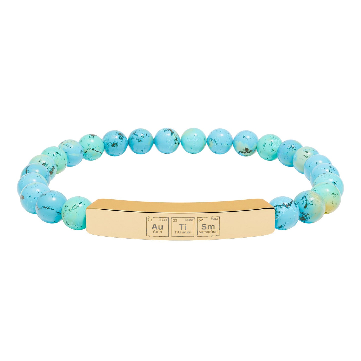 Autism Awareness Engraved Natural Stone Stretch Bracelet