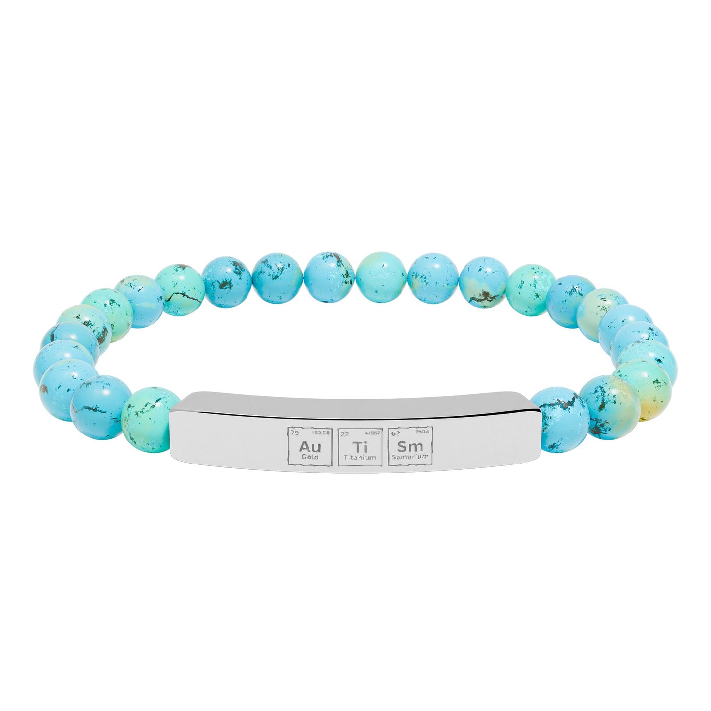 Autism Awareness Engraved Natural Stone Stretch Bracelet