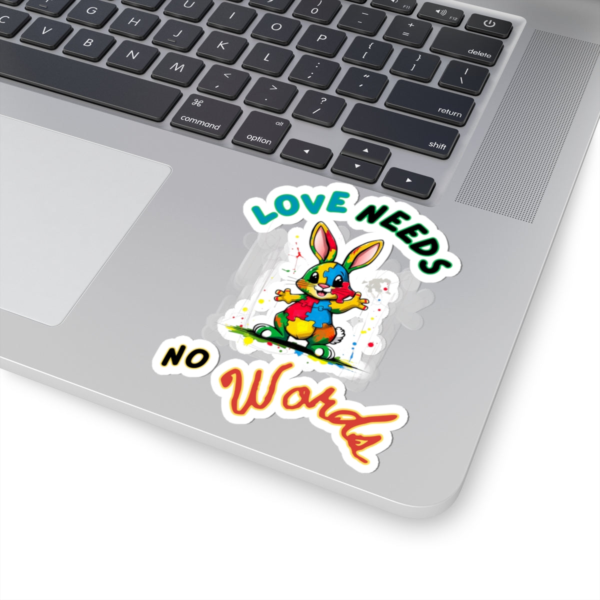 Colorful Love Needs No Words Bunny Sticker