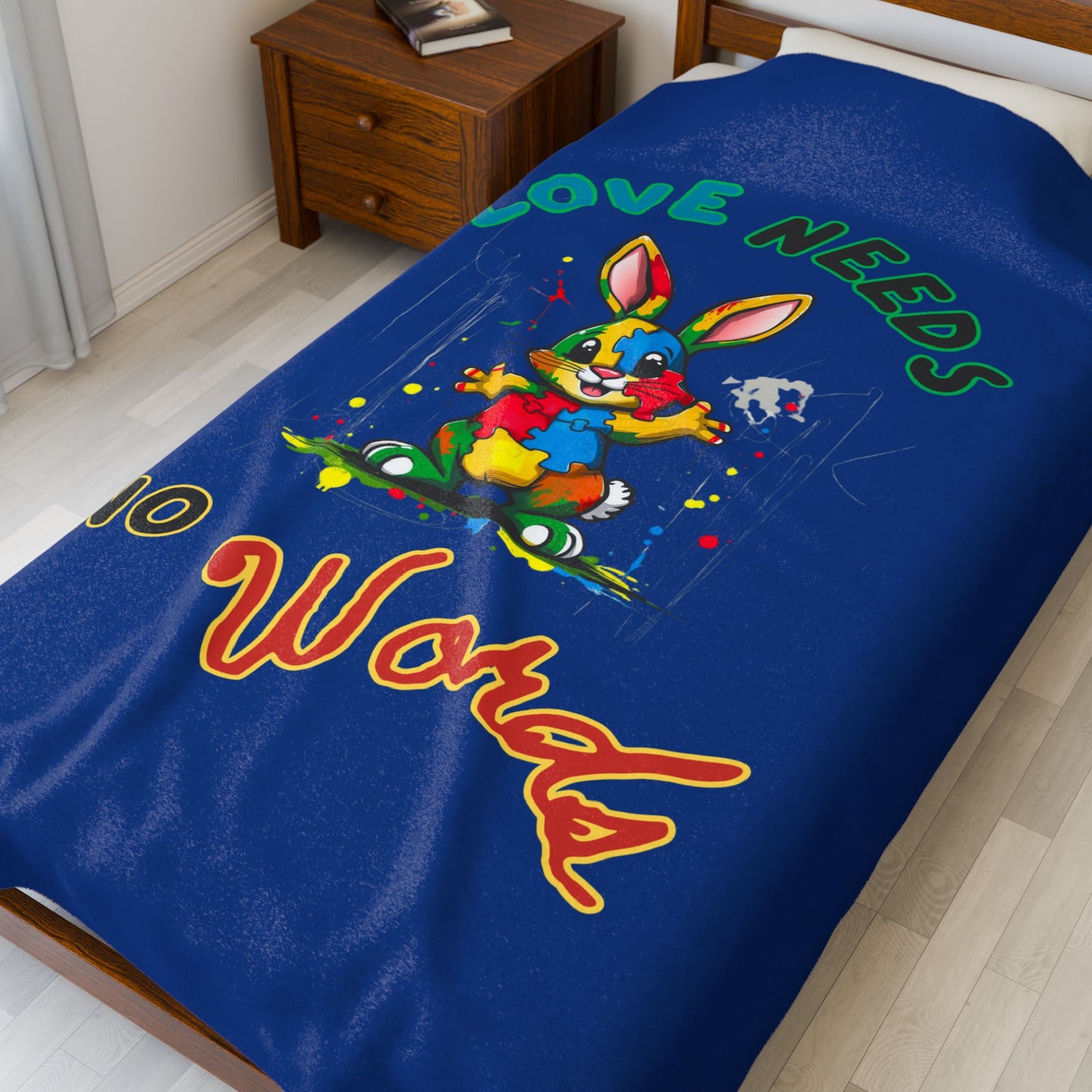 Love Needs No Words Autism Awareness Plush Blanket
