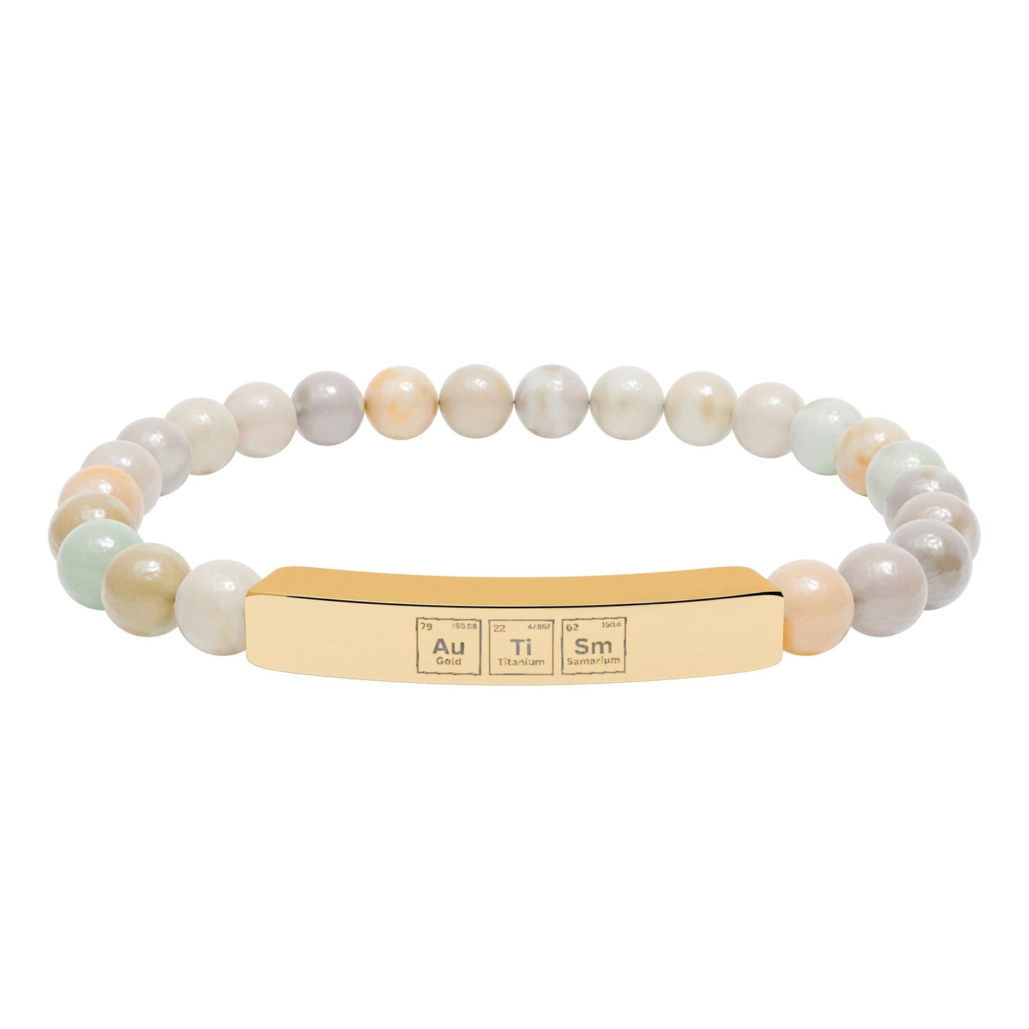 Autism Awareness Engraved Natural Stone Stretch Bracelet