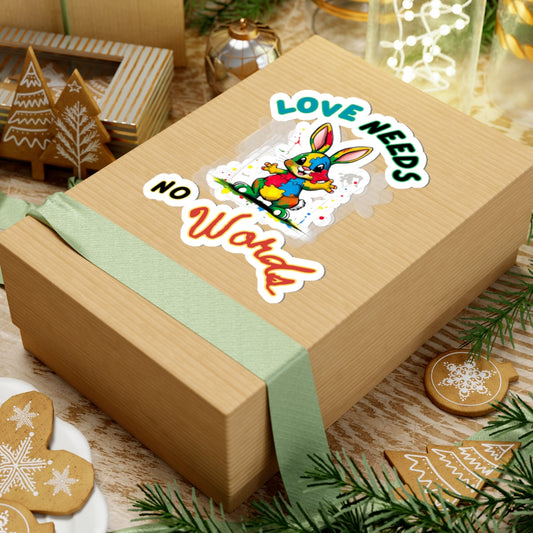 Colorful Love Needs No Words Bunny Sticker