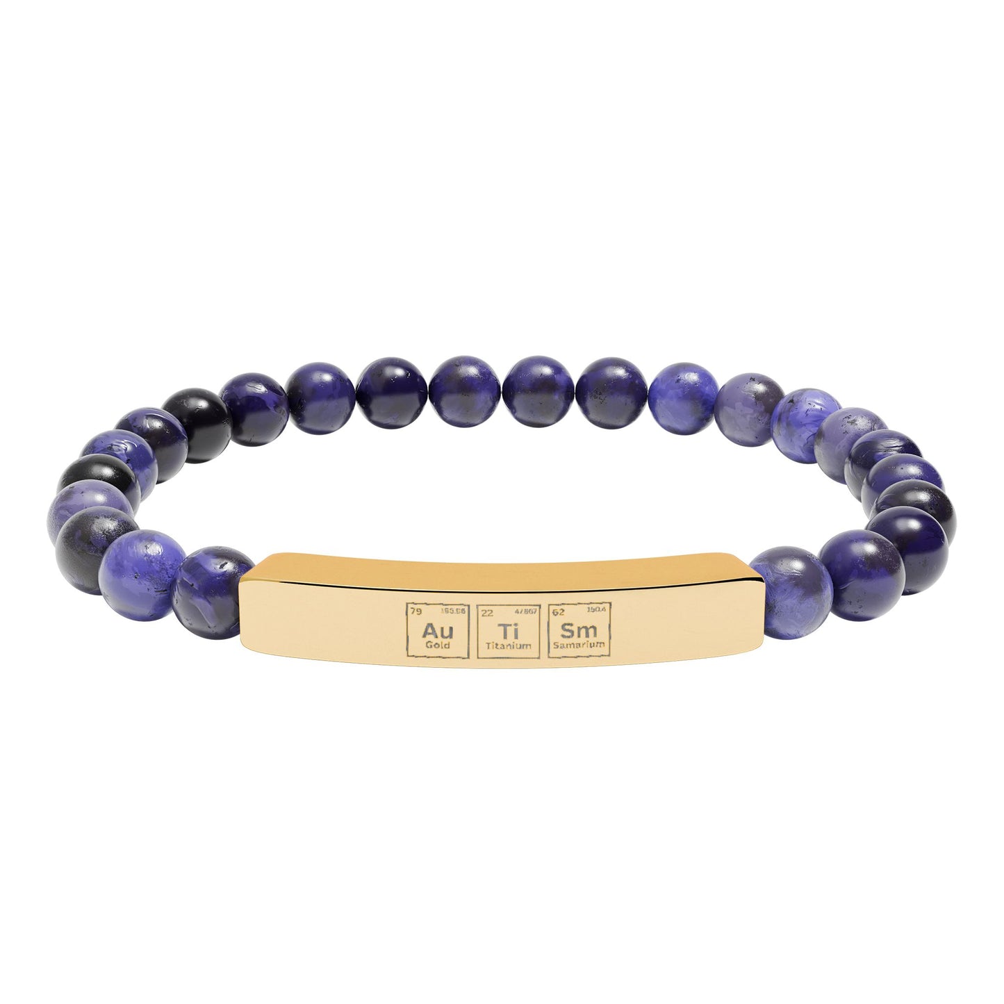 Autism Awareness Engraved Natural Stone Stretch Bracelet