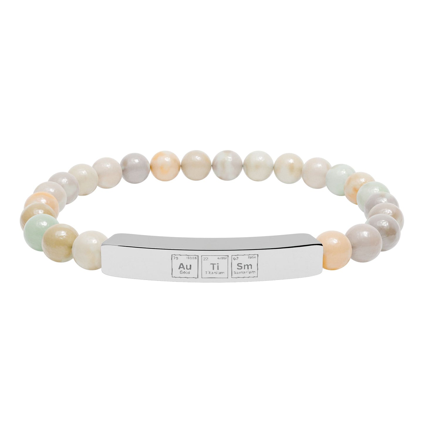 Autism Awareness Engraved Natural Stone Stretch Bracelet