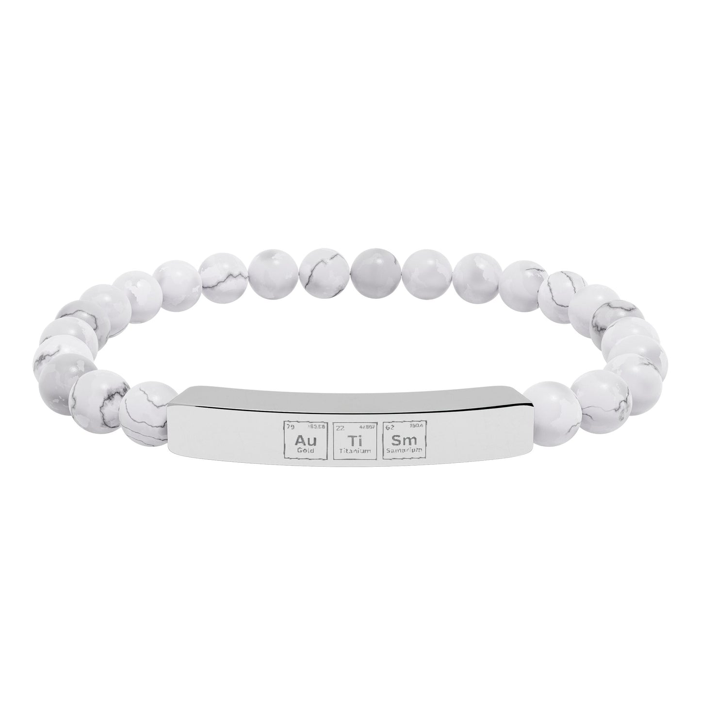 Autism Awareness Engraved Natural Stone Stretch Bracelet