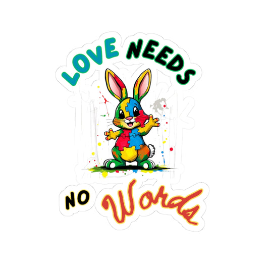 Colorful Love Needs No Words Bunny Sticker
