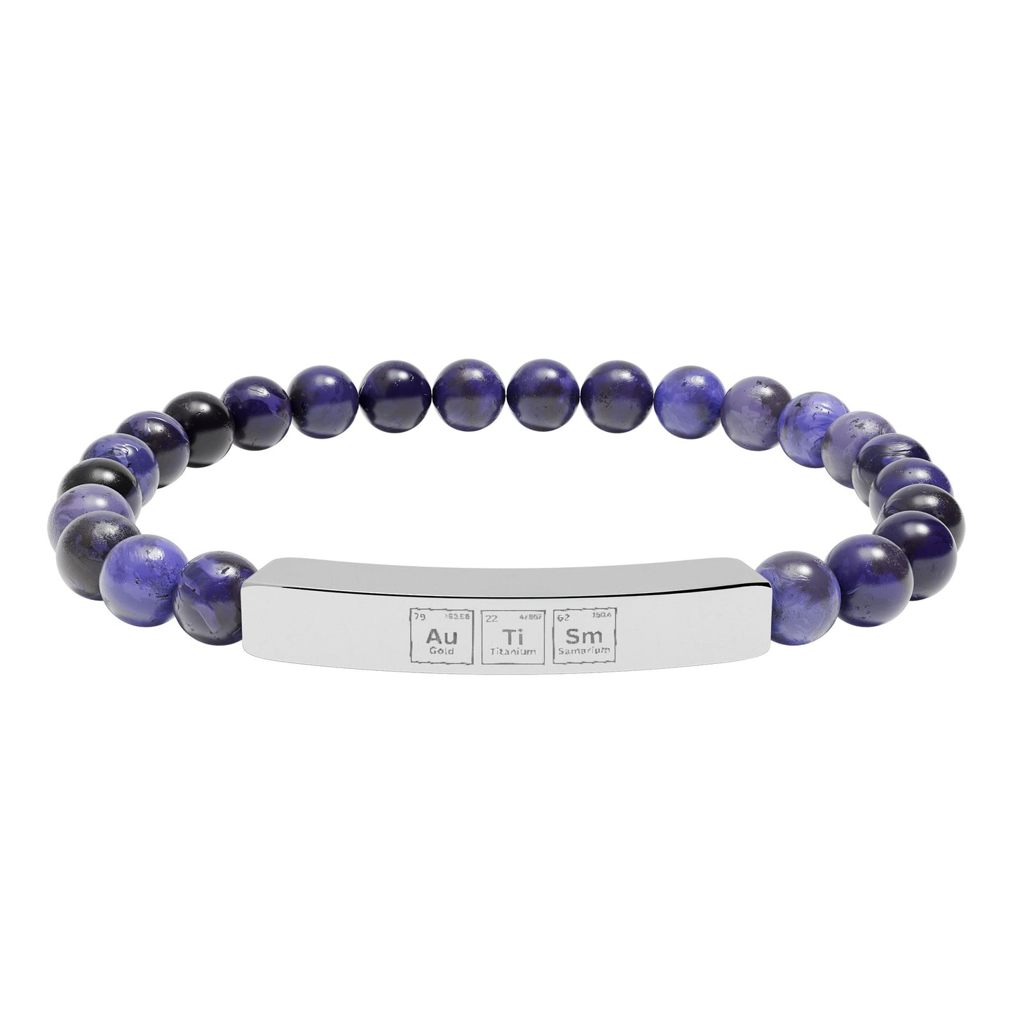 Autism Awareness Engraved Natural Stone Stretch Bracelet